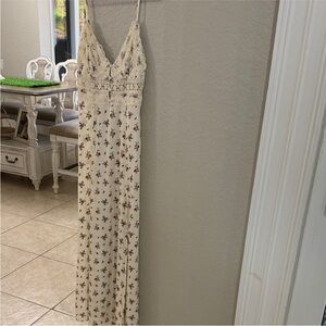 Free People Cream and Red Floral Maxi Dress